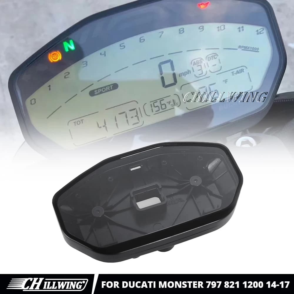 Copertura per Strumentazione Moto per Ducati Monster 821 797 1200 2014 2015 2016 2017, Set Cruscotto con Tachimetro e Contagiri