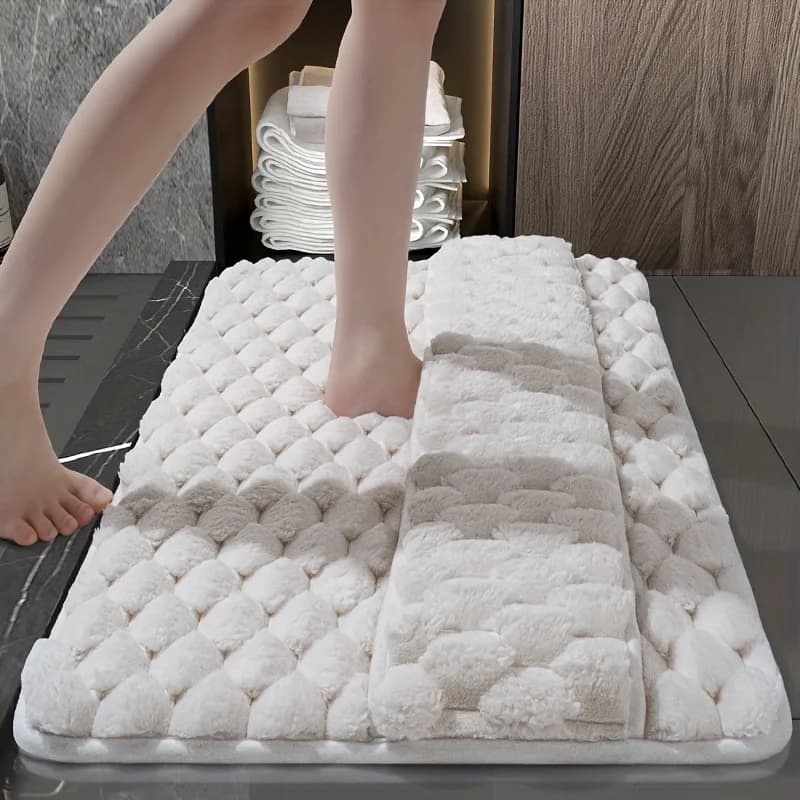 Ultra Soft Memory Foam Bath Mat - Super Absorbent Long Hair Bathroom Rug with Non-Slip Backing, Machine Washable for Indoor