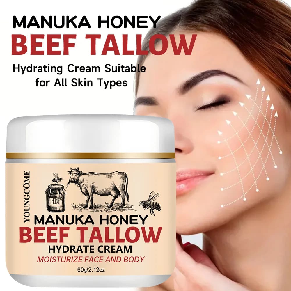 Manuka Honey Beef Tallow Crema per il viso Idratante per il viso Anti invecchiamento Cura della pelle Riparazione Dissolvenza Linea sottile Crema per il viso antirughe