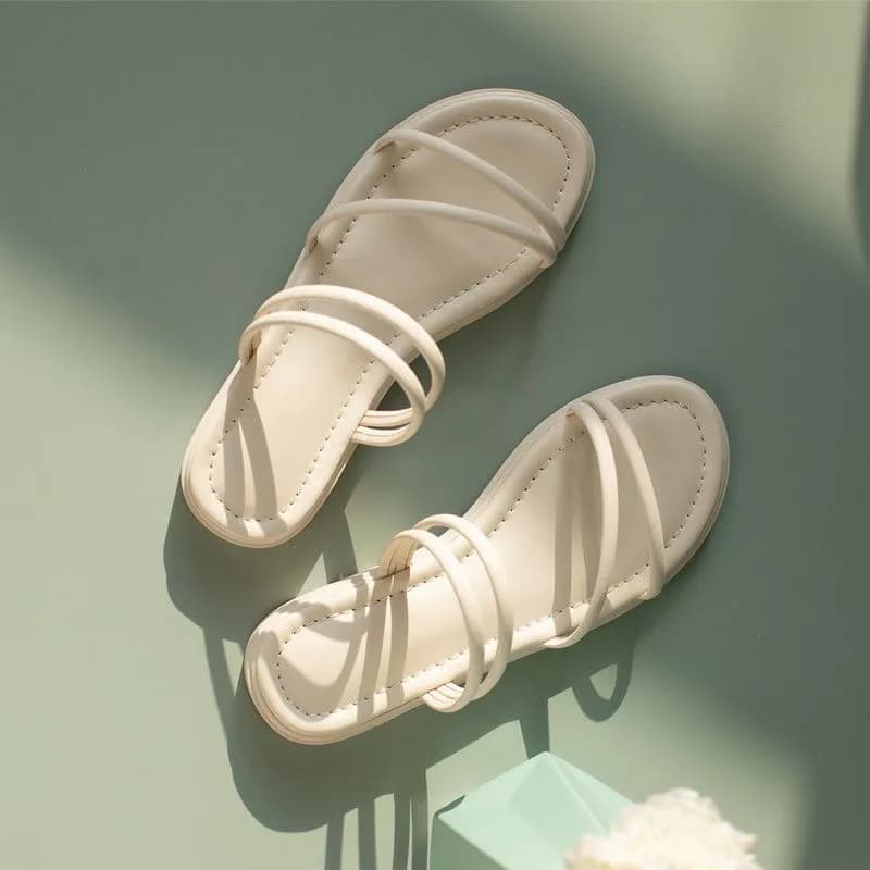 Pantofole causali da donna Suola antiscivolo Sandali con cinturino incrociato romano Stile coreano Moda Scarpe basse estive all'aperto Infradito