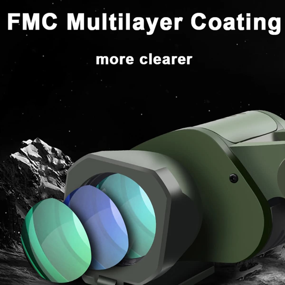Binocolo ABFKW 50X50 Telescopio da caccia professionale HD per binocolo da campeggio all'aperto con misuratore di distanza delle coordinate