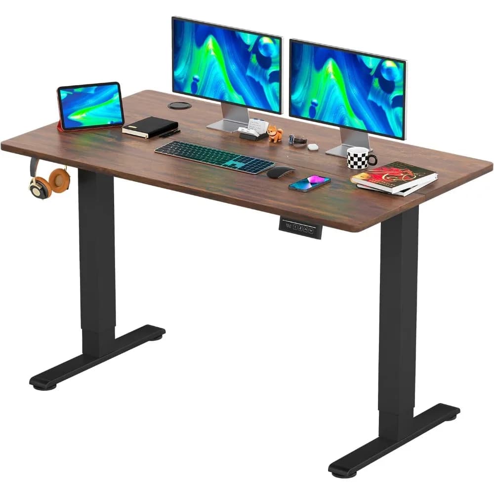 Scrivania Elettrica Regolabile in Altezza 48x24 Pollici, Ampio Spazio per Ufficio e Computer con Supporto per Cuffie e 2 Memorie