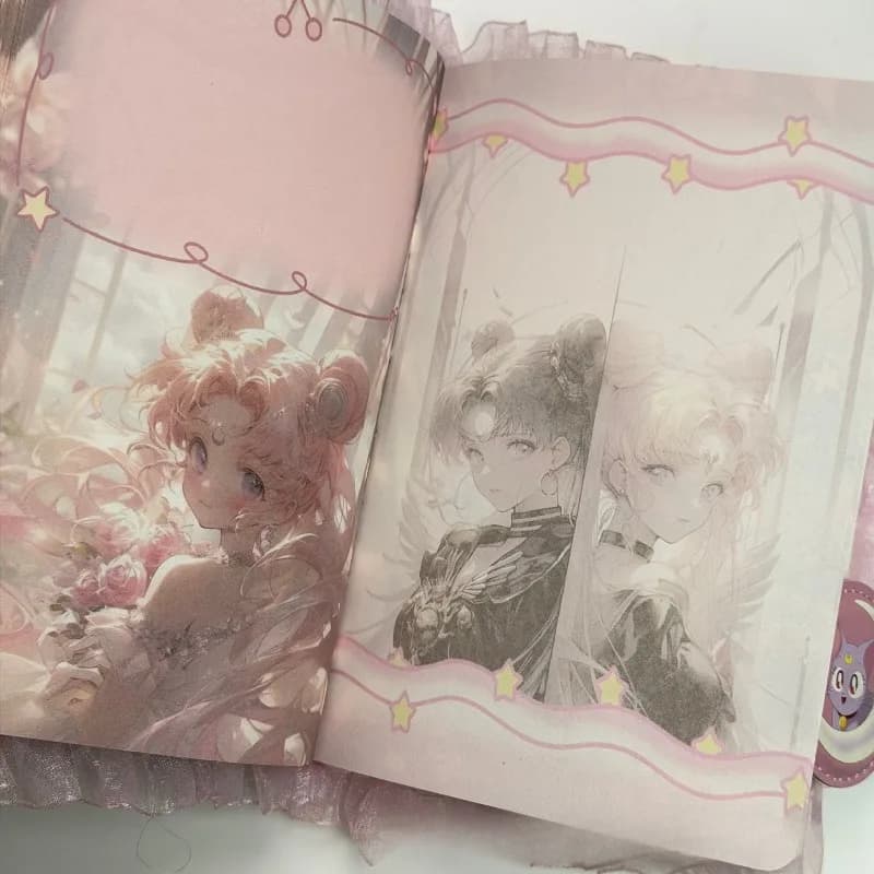 Quaderno in Pizzo della Serie Anime Sailor Moon, Creativo ed Elegante, Diario Portatile a Colori con Stampe Carine, Regalo di Compleanno per Ragazze