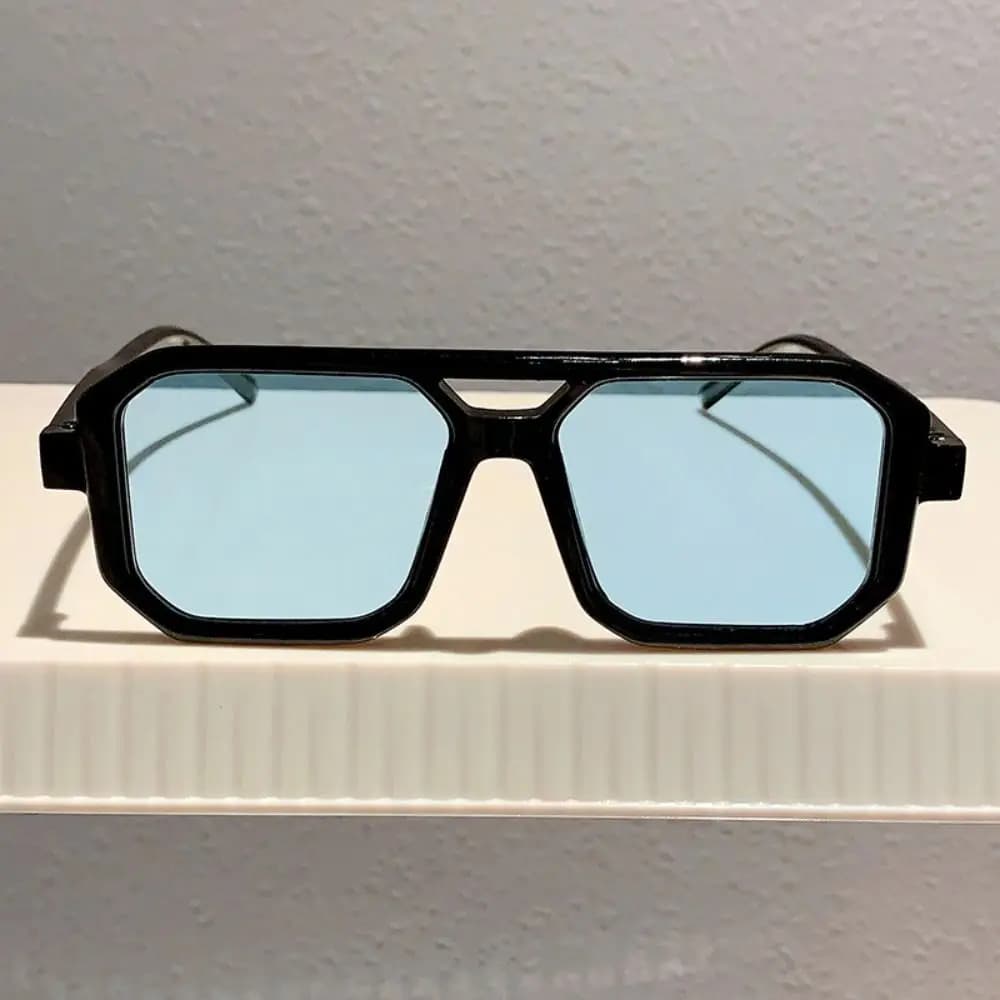 Occhiali da Sole Punk con Montatura Quadrata, Protezione per gli Occhi, Decorazione per Foto Street Style, Occhiali da Guida Antiabbagliamento, Lenti Nere