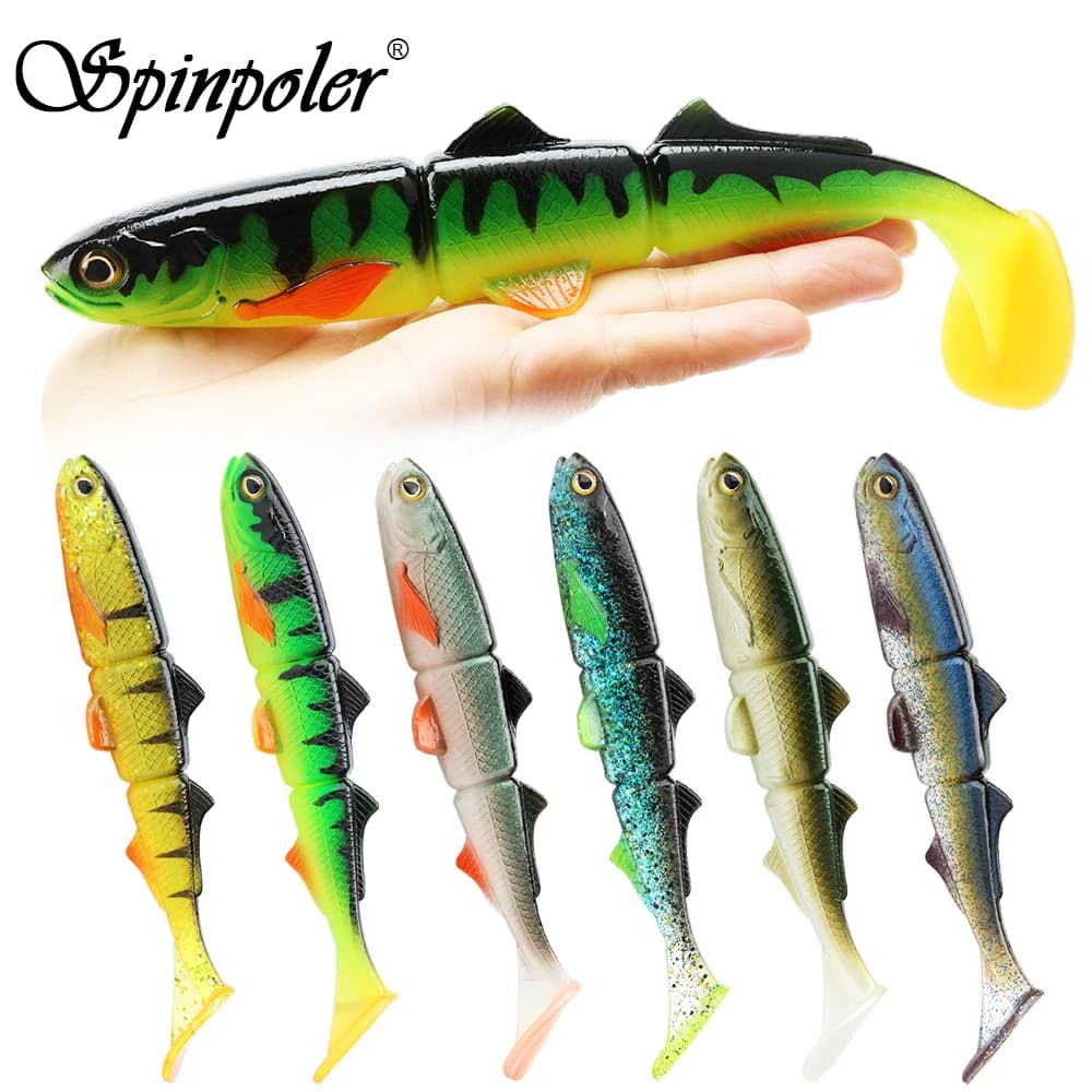 Spinpoler 16 cm/22 cm Snodato Shad Pike Richiamo di Pesca Paddle Tail Swimbait Baitfish Affondamento Wobbler Esca Morbida Persico Bass Affrontare