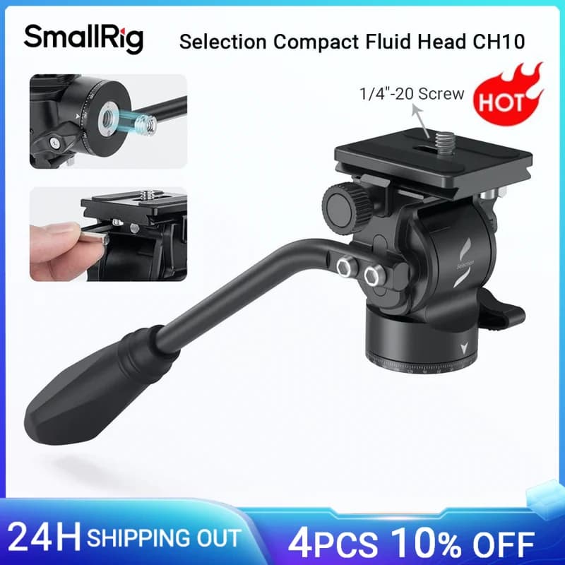 Selezione SmallRig testa fluida compatta inclinata + 90 °-55 ° e rotazione 360 ° ripresa Multi-angolo per Base di ripresa Video per treppiede