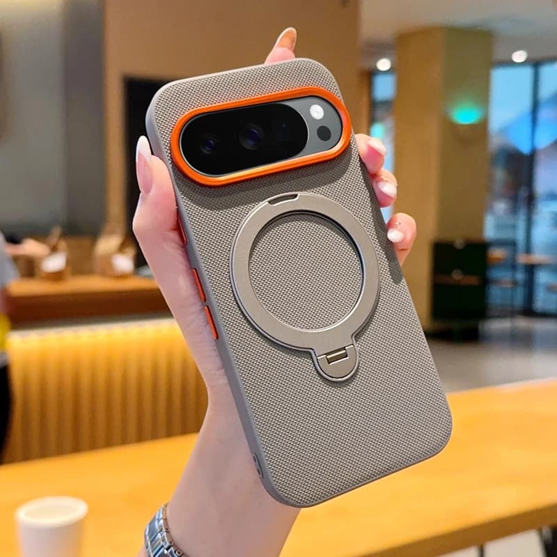 360 Rotating Kickstand Textured Magnetic Phone Case For Google Pixel 10 Pro XL 9A 9 Camera protection Comfortable Grip Cover