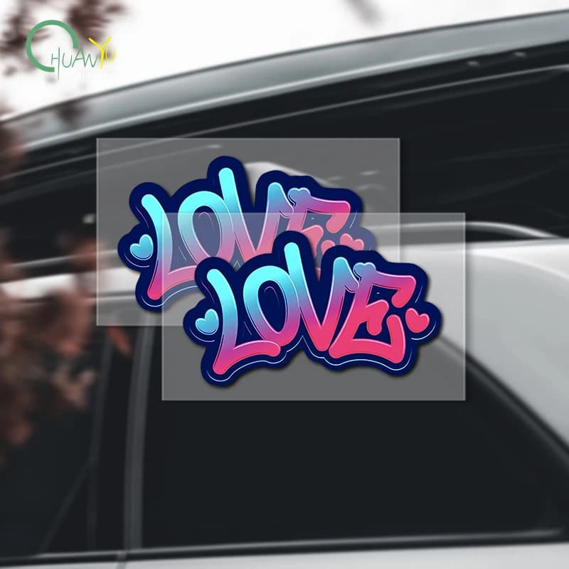 Adesivo d'amore con carattere di graffiti artistici; adesivo riflettente con copertura antigraffio per decorazione auto moto con lettera creativa.