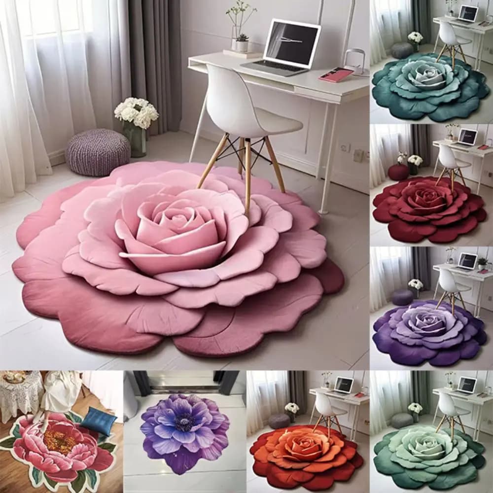 Baby Crawl Special-shaped Flower Carpet Pastoral Sunflower Peony Floor Mat Soft Non-slip Door Gasket Cloakroom