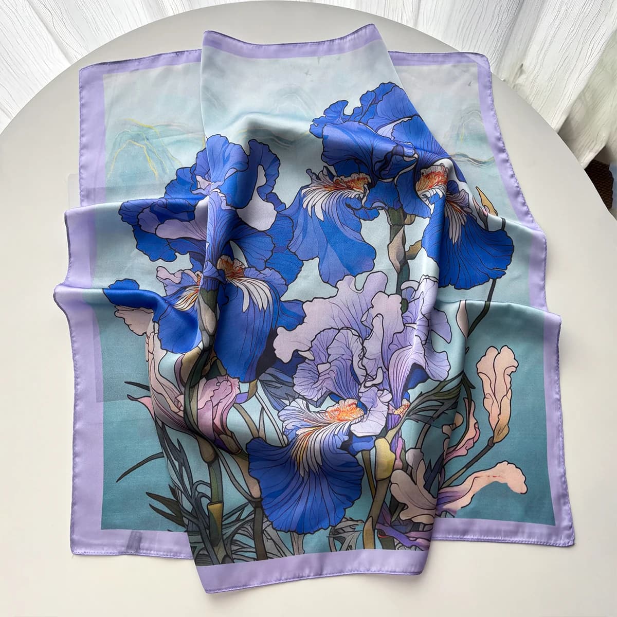 Elegant Square Scarves in Finta Silk with Floral Patterns, Printed Bandanas for Women, Luxury Hijab, Elegant Scarf, Shawls and Stole