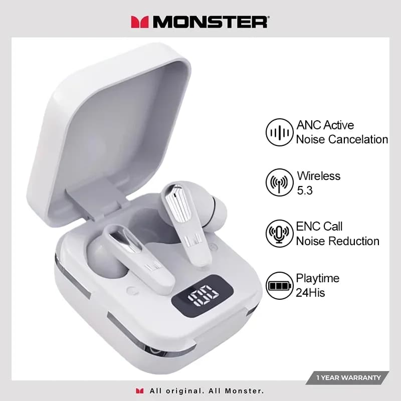 Monster Sports ANC HiFi Headphones — Wireless Bluetooth Earphones, ENC Noise Reduction, Ultra Long Endurance Gaming Headset
