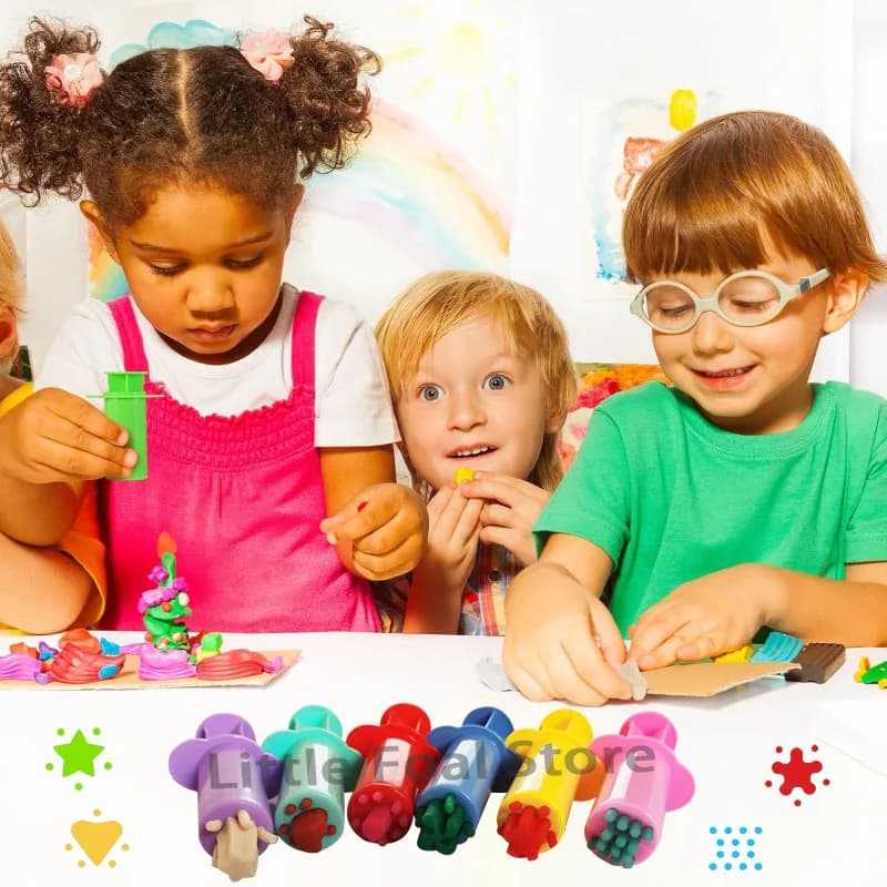 5/6 modelli Set di estrusori per pasta da gioco Strumenti per plastilina per bambini Disegni assortiti Stampi Accessori per pasta da gioco Giocattoli in età prescolare Artigianato d'arte