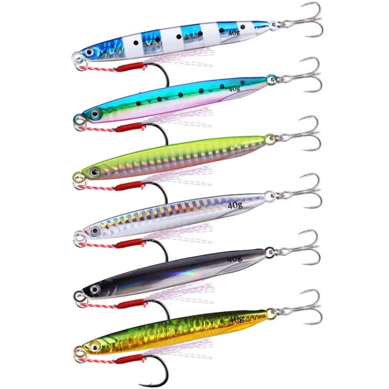 Sinking Long Cast Metal Jigs Luminous Lead Fish Treble Hooks Lifelike Saltwater Slow Jigging Tuna Snapper Grouper Bass Tackles