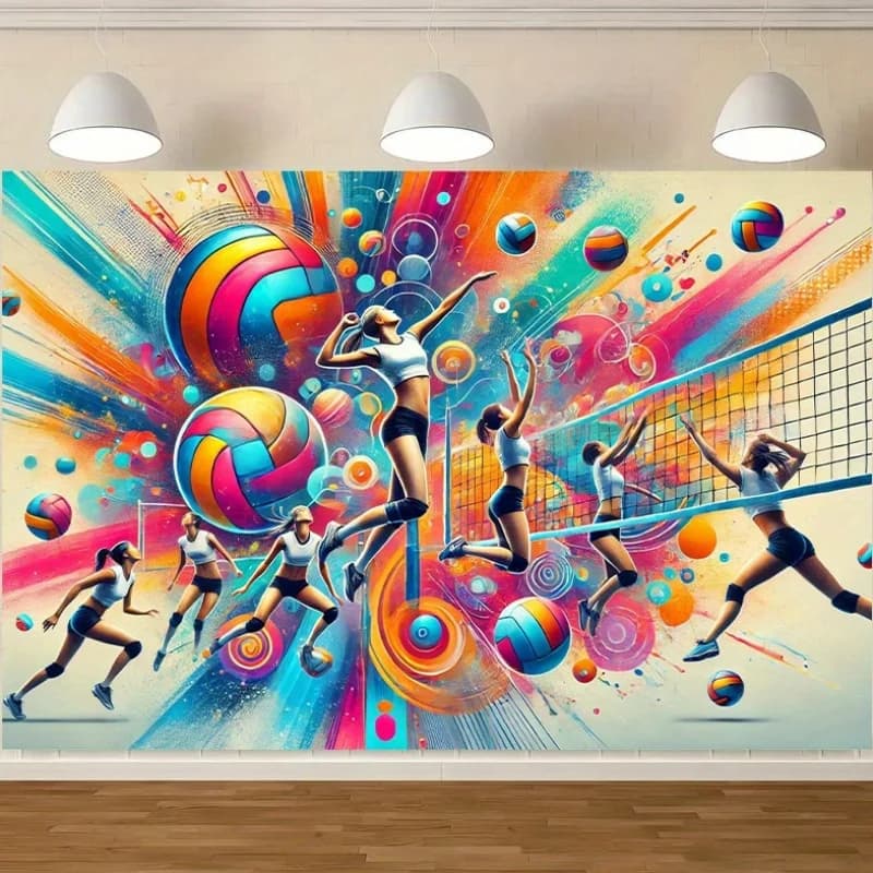 One piece, funny background for volleyball, multifunctional cloth for wall hanging, suitable for living room, bedroom and office