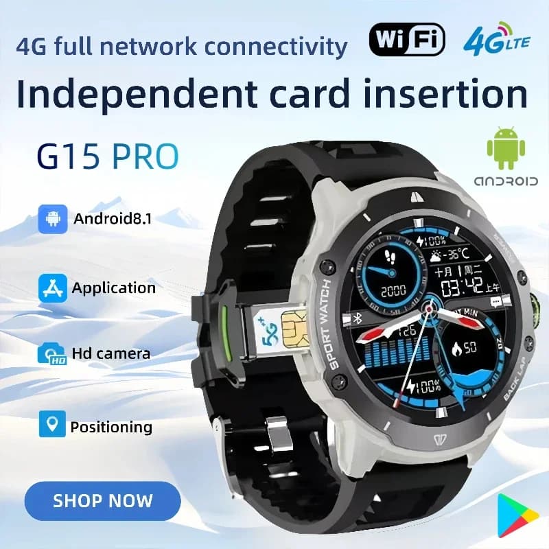 G15 Pro New Smart Watch 1,43 inch AMOLED Display SIM 4G support and WiFi video call + GPS Double positioning Sport Fitness Waterproof