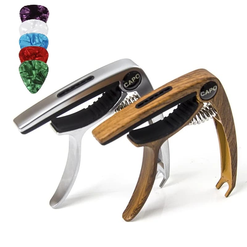 Capotasto per chitarra con 5 plettri Regola il tono Morsetto per accordatura per chitarra Clip a cambio rapido per chitarra elettrica classica acustica