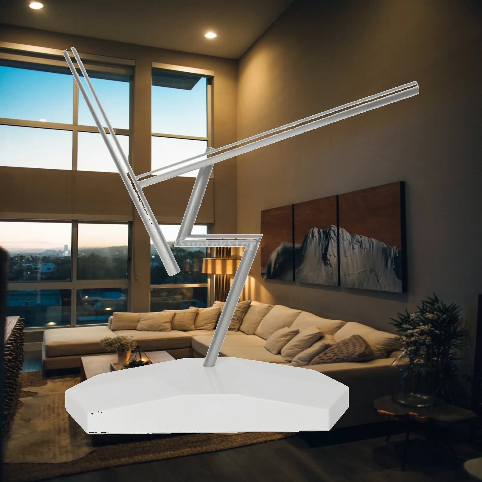 Abstract Bolt Style Pendulum Desk Decor with Metal Aluminum Frame for Living Room