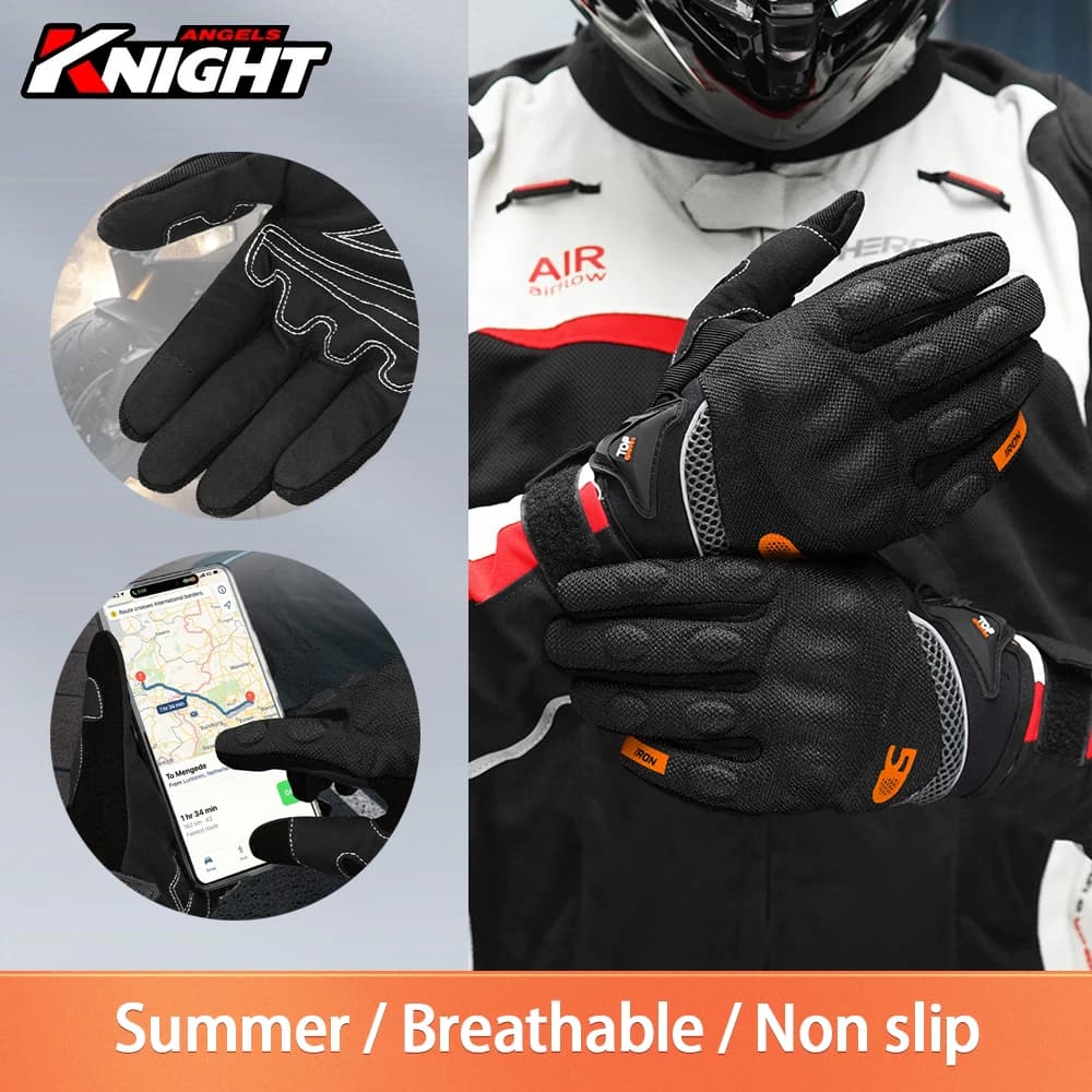 Guanti da Moto per Uomo e Donna, Guanti Integrali con Touch Screen, Antiscivolo e Resistenti all'Usura per Motocross e Guida all'Aperto