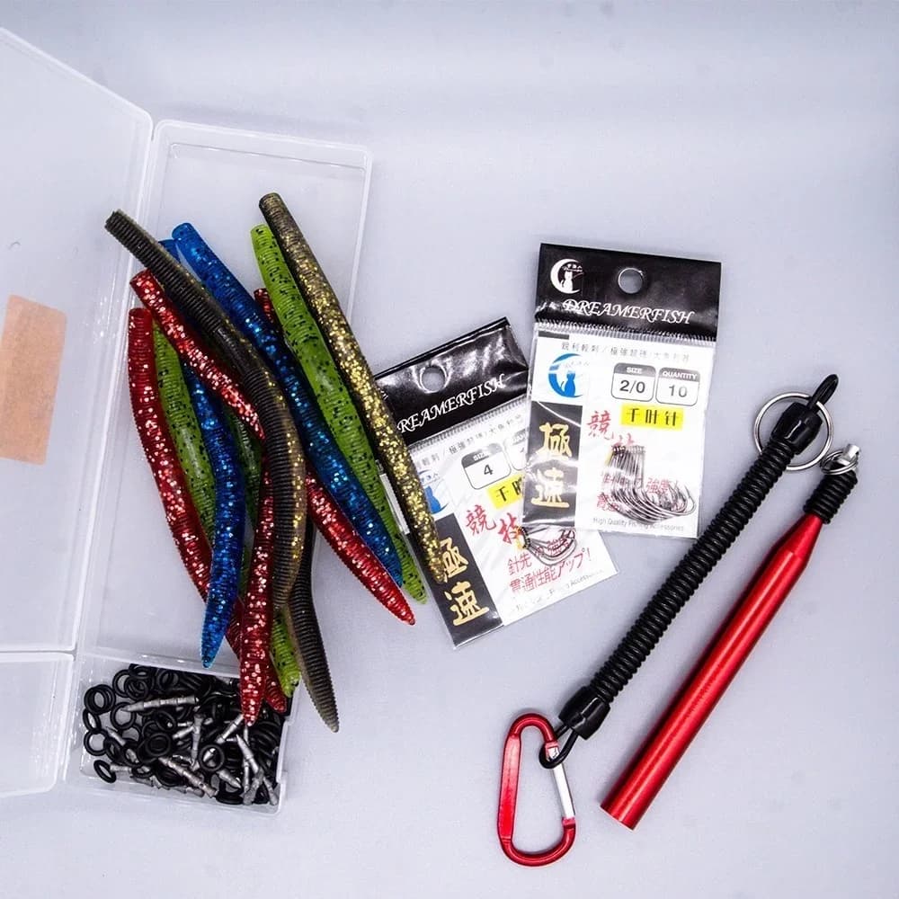 Senko worm Wacky rig lure bass fishing set with senko fishhooks nail weight Oring tool drop shot fishing tackle box