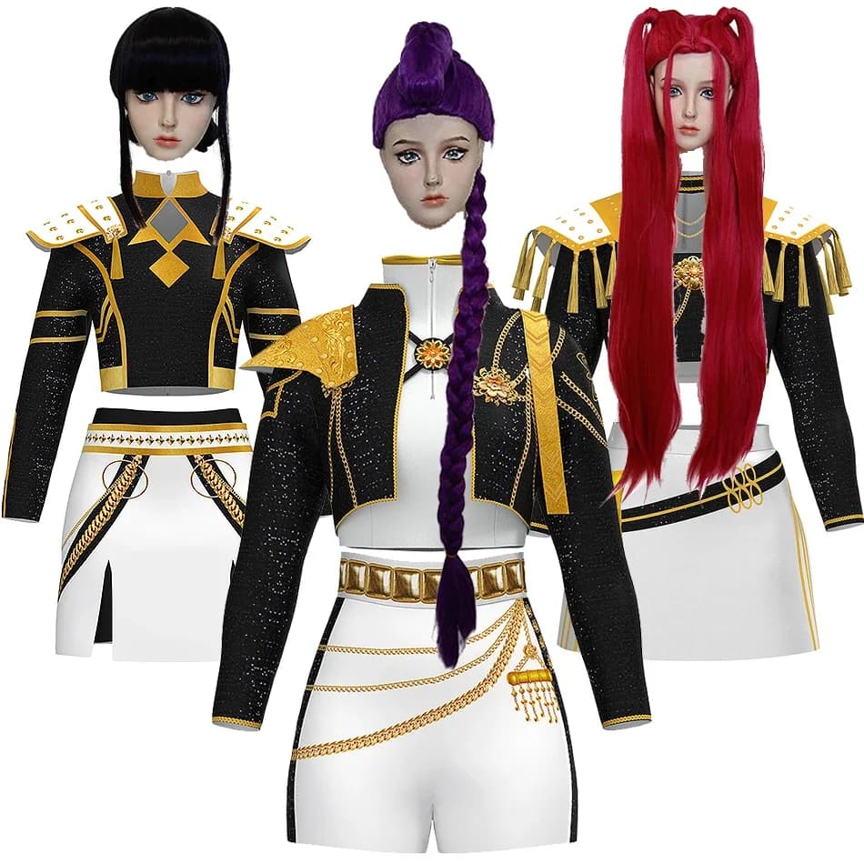 Rumi Cosplay Zoey Costume Nero Dorato Abiti per spettacoli teatrali Ragazze Halloween Mira Abiti per bambini Adulti