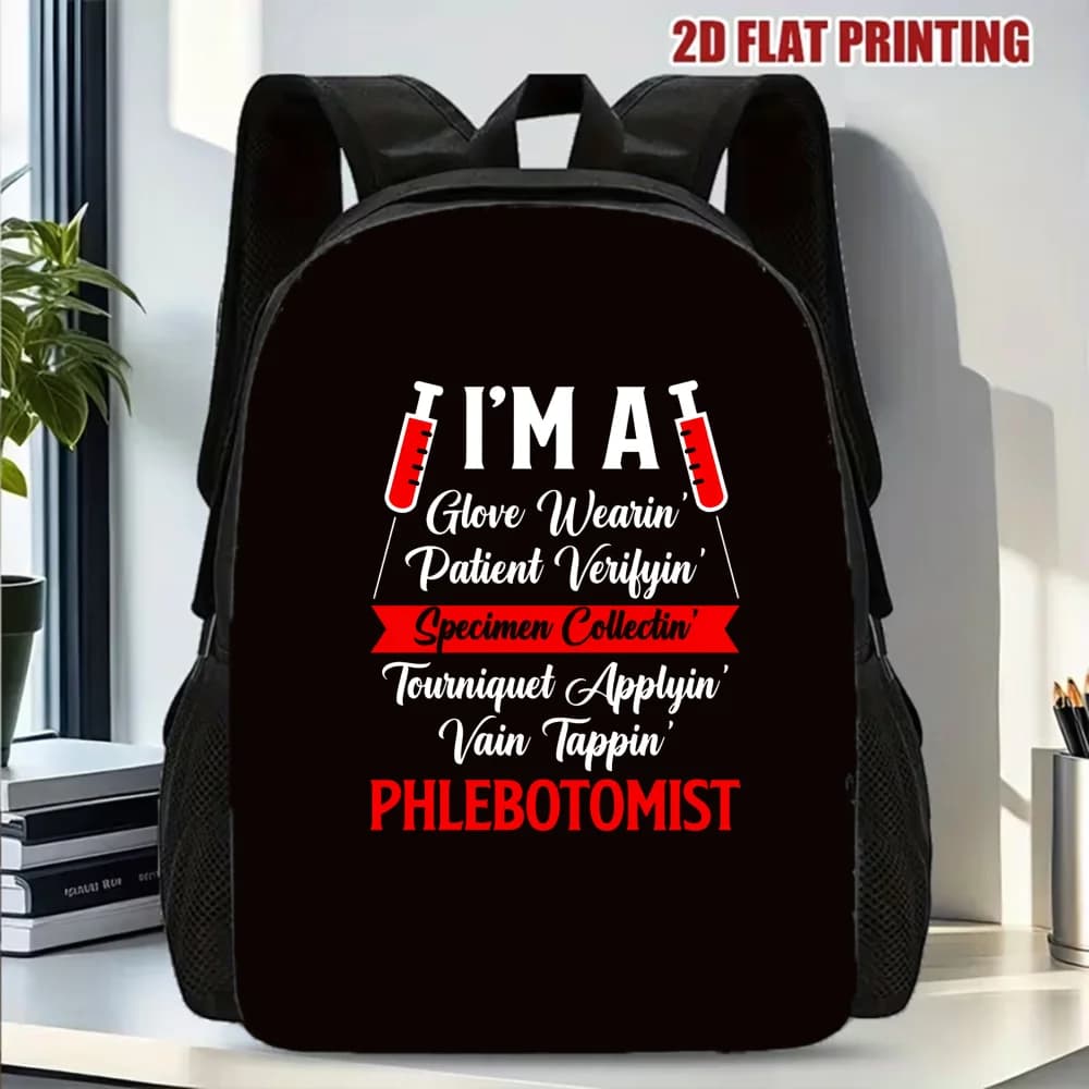 College backpack for woman I am a flebotomista | Large capacity photo backpack, comfortable and elegant, suitable for school