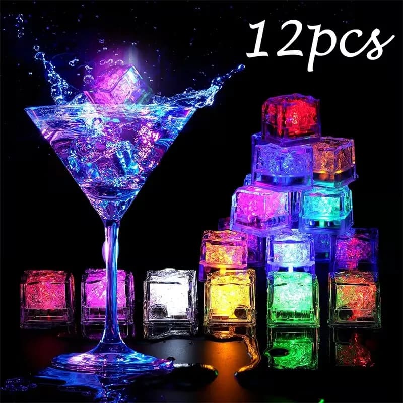 12-60PCS LED Light Up Lampada per cubetti di ghiaccio Riutilizzabile 3D Atmosfera Luce Lampada promozionale ecologica per Party Bar Matrimonio KTV Decor