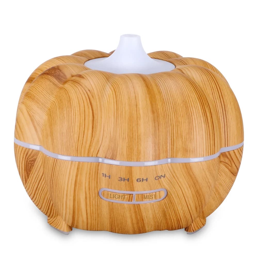 Umidificatore a forma di zucca con luci LED colorate e timer Diffusore compatto e silenzioso in legno chiaro perfetto per piccoli spazi