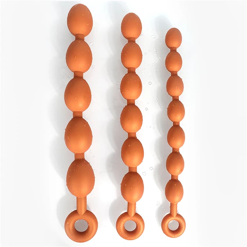 Plug Anale con Perline Extra Lunghe, Massaggiatore Prostatico, Plug Anale in Silicone Morbido, Stimolatore Vaginale e Anale, Dildo con Perline Estraibili, Giocattoli Sessuali per Sesso Anale Profondo