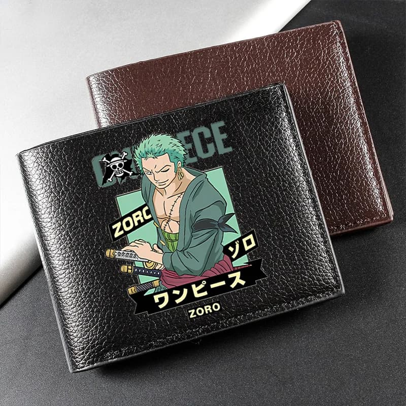 One Piece Leather Coin Purse for Man Cartoon Fashion Money Bag Luffy Wallets Anime Zoro Chopper Foldable Pocket Men Short Wallet