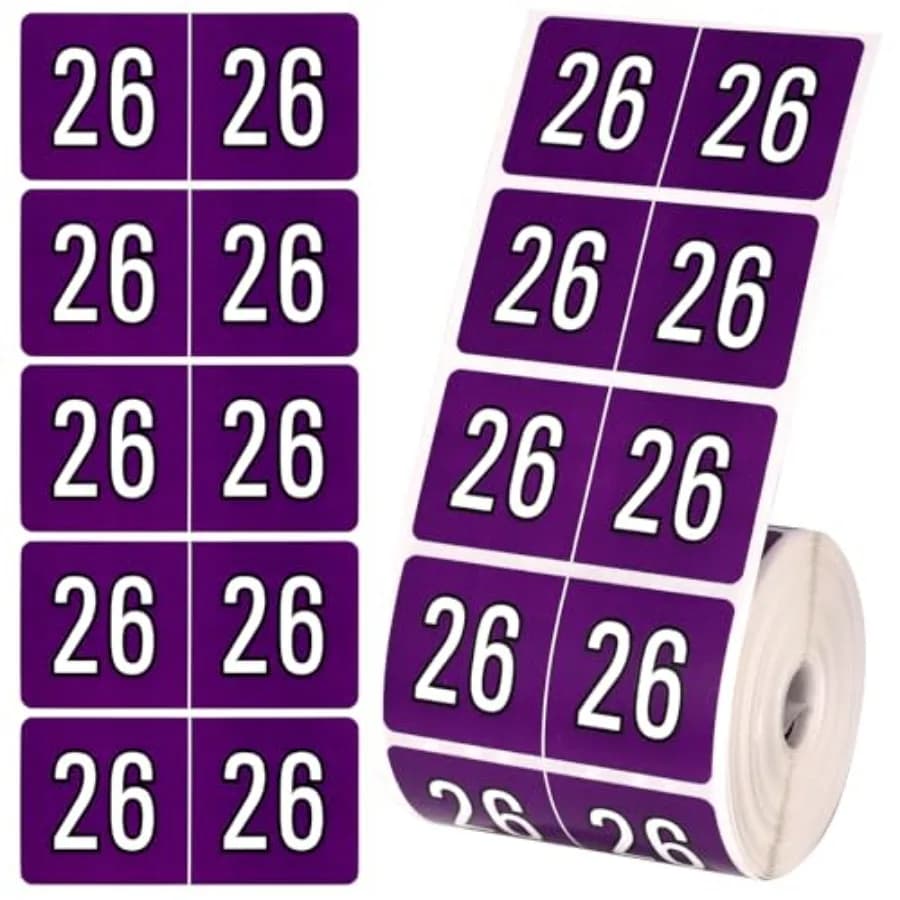500 Adesivi Anno 2026 5x2,5cm Viola Notte, Etichette Autoadesive Colorate per Forniture da Ufficio e Cartelle