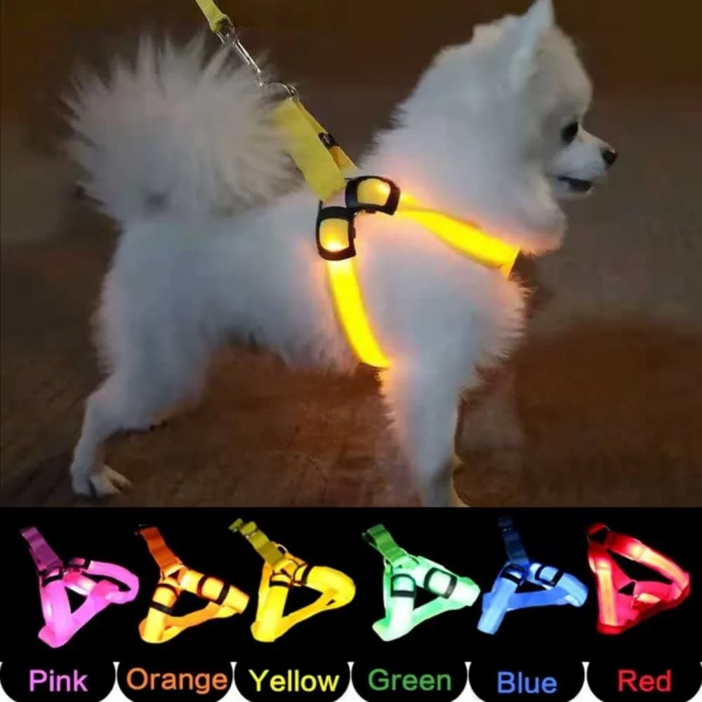 Pettorina per Cani LED Traspirante, Regolabile e Ricaricabile, Luminosa, Morbida, Lampeggiante, Gilet Luminoso per la Sicurezza degli Animali Domestici
