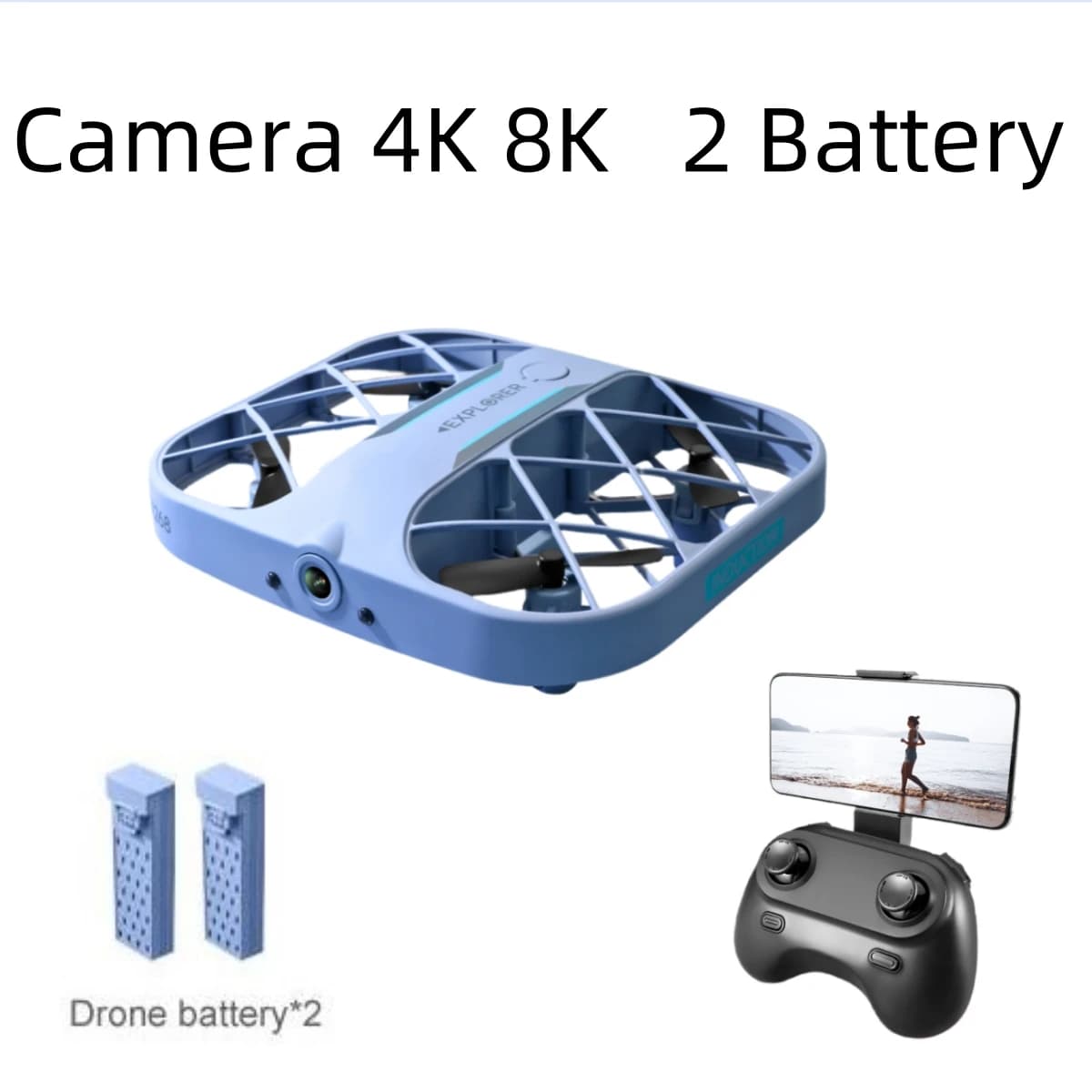 JJRC H107 FPV RC Drone con 2 batterie RC Dron 8K 4K Quadcopter con telecamera telecomando Drone Giocattoli di Natale Regalo per ragazzi Kid