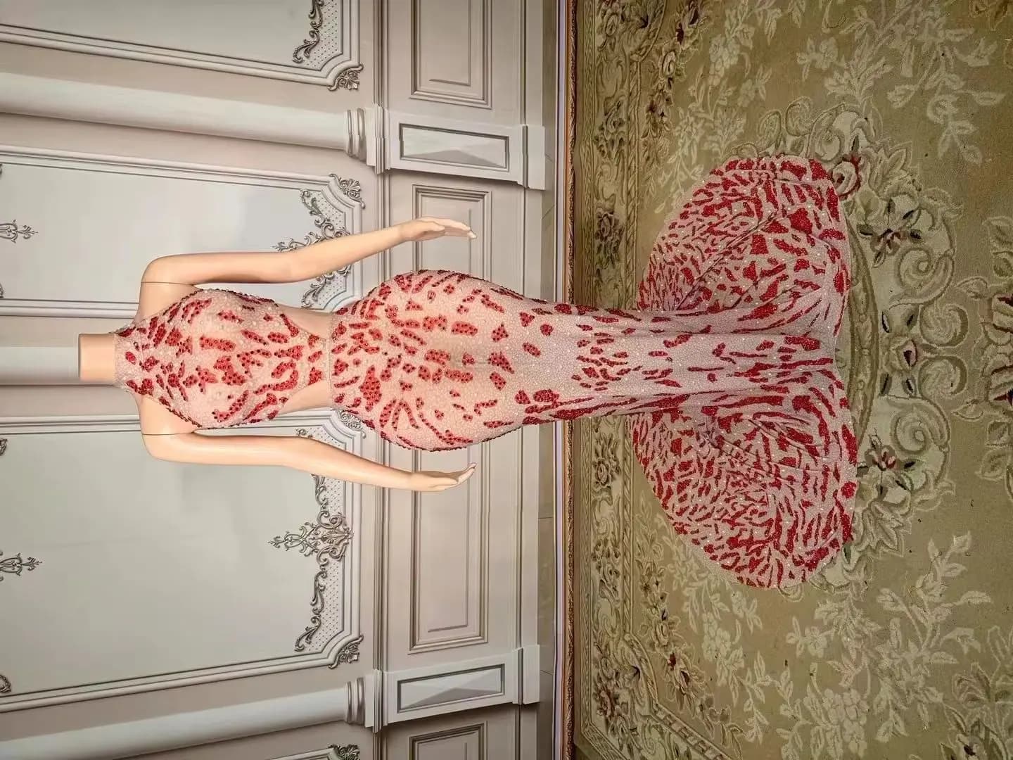 Abito da Donna per Feste, Vestito Lungo Floreale Senza Maniche per Compleanno, Matrimonio e Cerimonie