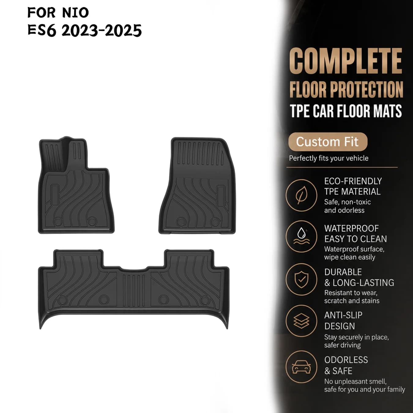 [LHD]NIO ES6 2023-2025 Four Seasons Waterproof and Anti-Slip TPE Floor Mat for Cars.