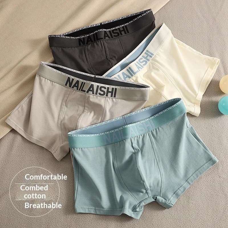 Nuovi boxer da uomo: cotone pettinato, taglie grandi, boxer eleganti, comodi e sexy per adolescenti, biancheria intima da uomo