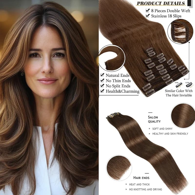 Real Human Hair 7Pcs Clip In Wig 24inch Water Wave #1B #1001 Reusable Transform Thin Hair To Thick Party Glam Wholesale