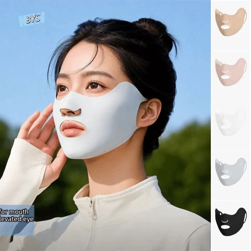 Adjustable Summer Ice Silk Mask Breathable Sunshade Sunscreen Mask Thin Sunscreen Veil Sunscreen Face Scarf Face Mask