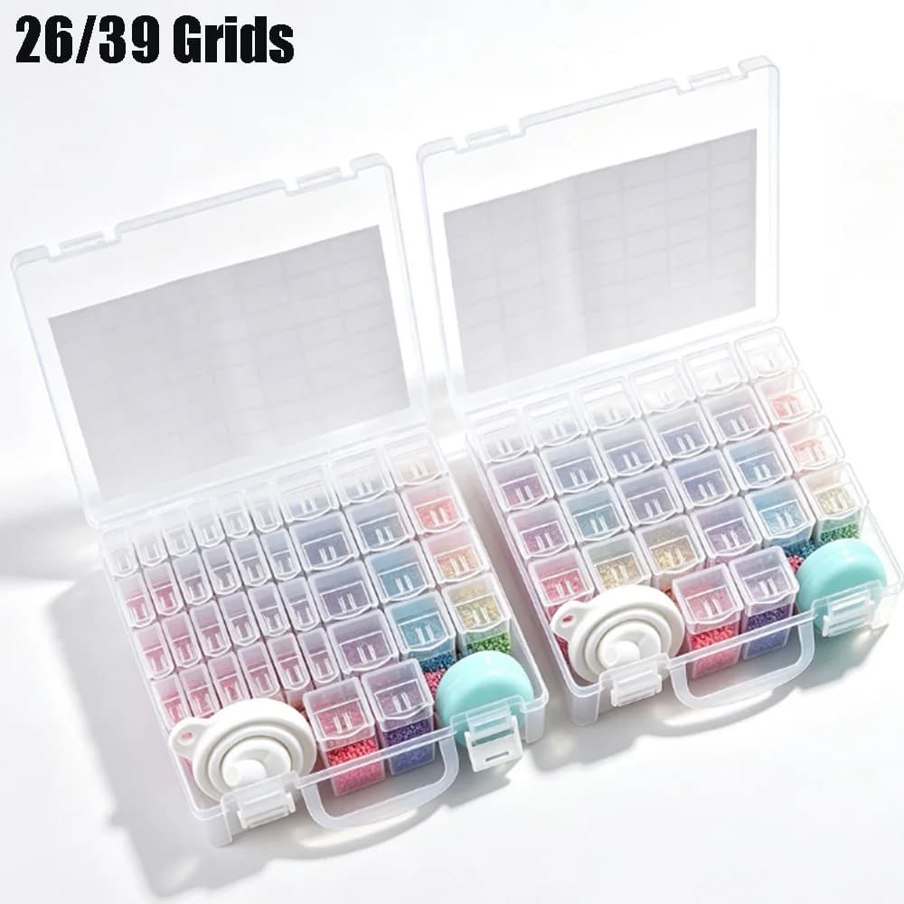 1pc 26/39 Slots Plastic Storage Box, DIY Diamond Painting Beads Charms Jewelry Accessories Organizer Box Mosaic Storage Containe