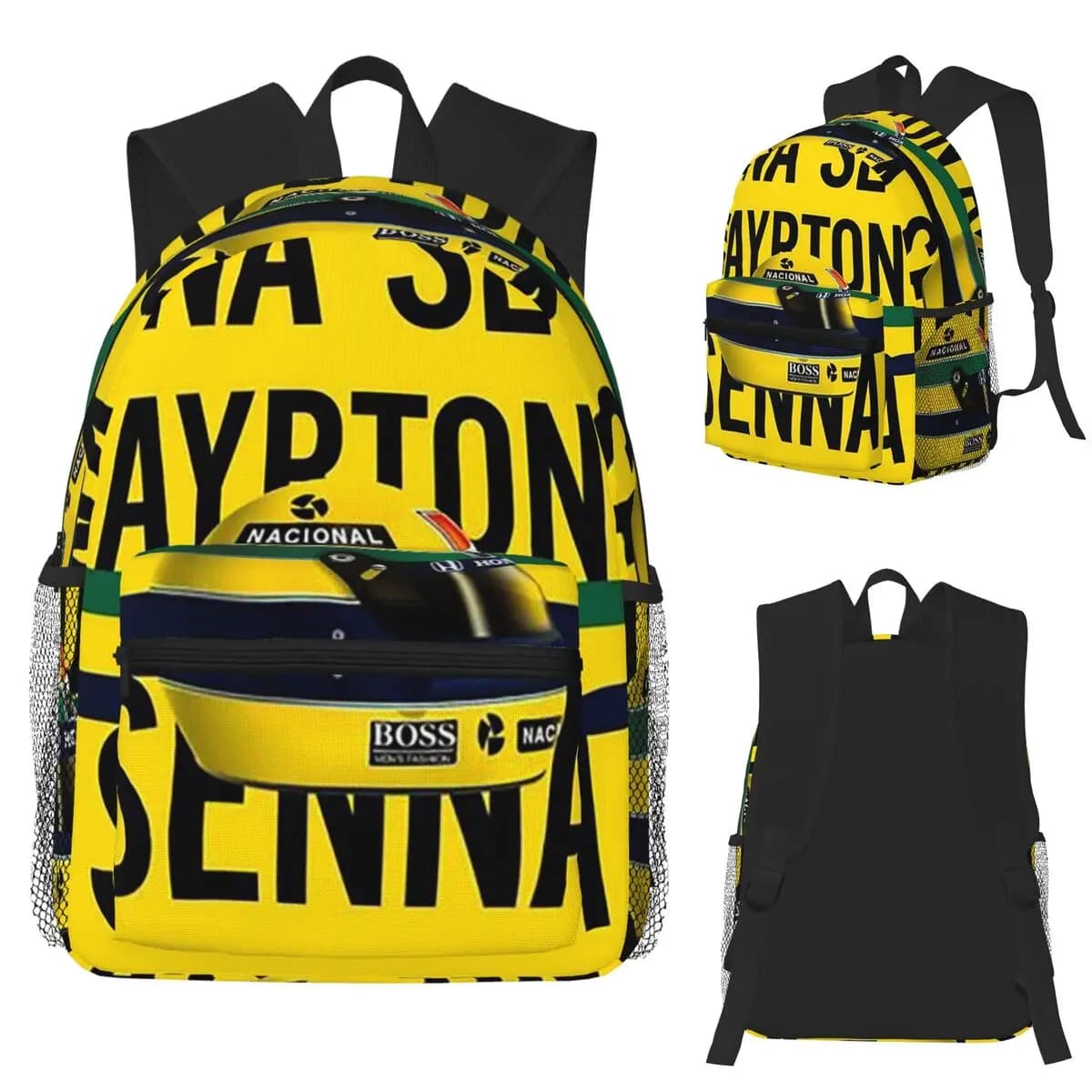 Ayrton Senna Racing Cars Zaino per studenti Borsa da scuola Zaino da viaggio per escursionismo per uomo Donna Borse a tracolla Bookbag