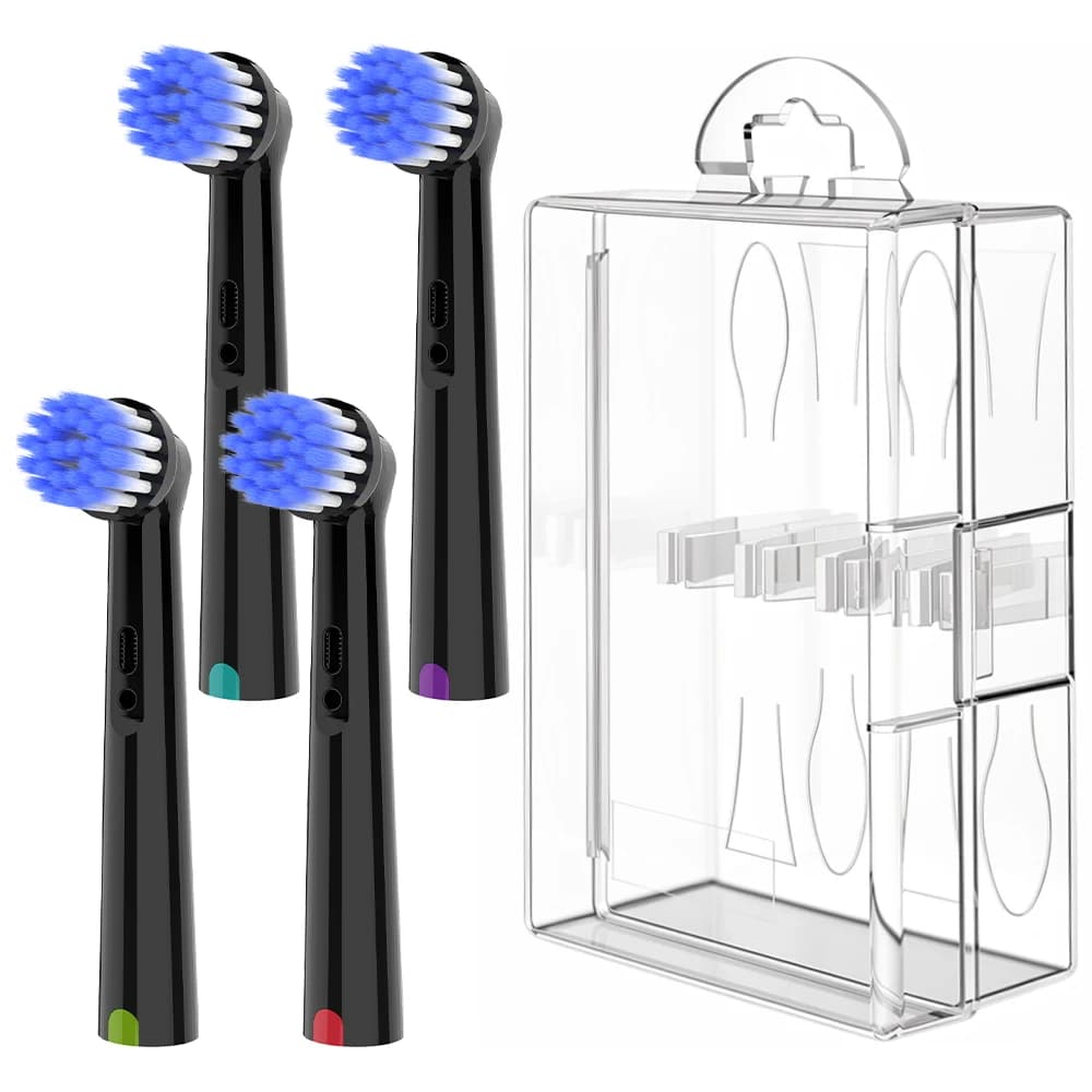 Scatola protettiva per testine di spazzolino con 4 testine di ricambio morbide professionali compatibili con spazzolini elettrici Oral B