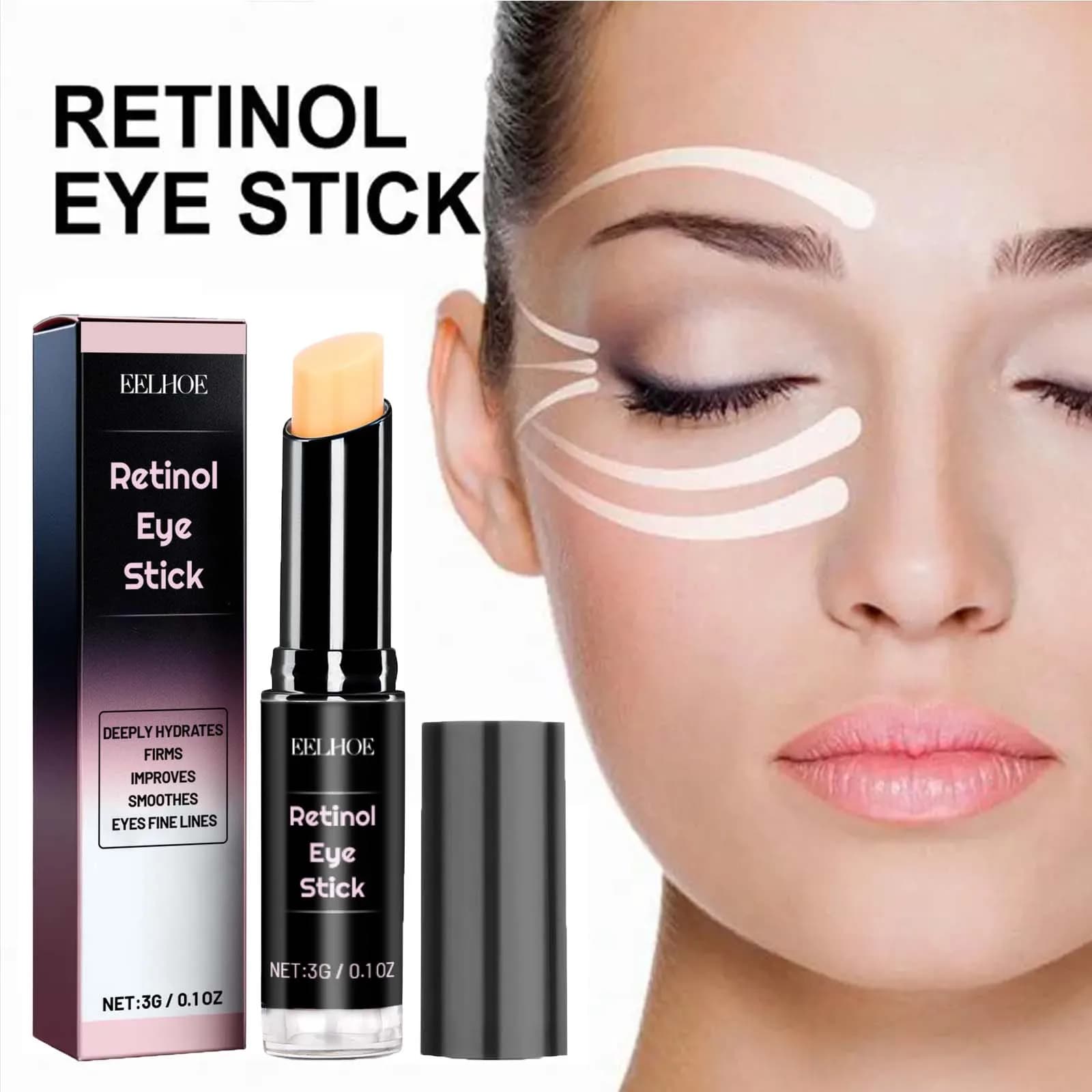 Crema per gli occhi al retinolo Stick Rassodante Lifting Linea sottile Dissolvenza Cerchi scuri Borsa per gli occhi Anti gonfiore Nutriente Nutriente Bastone per gli occhi