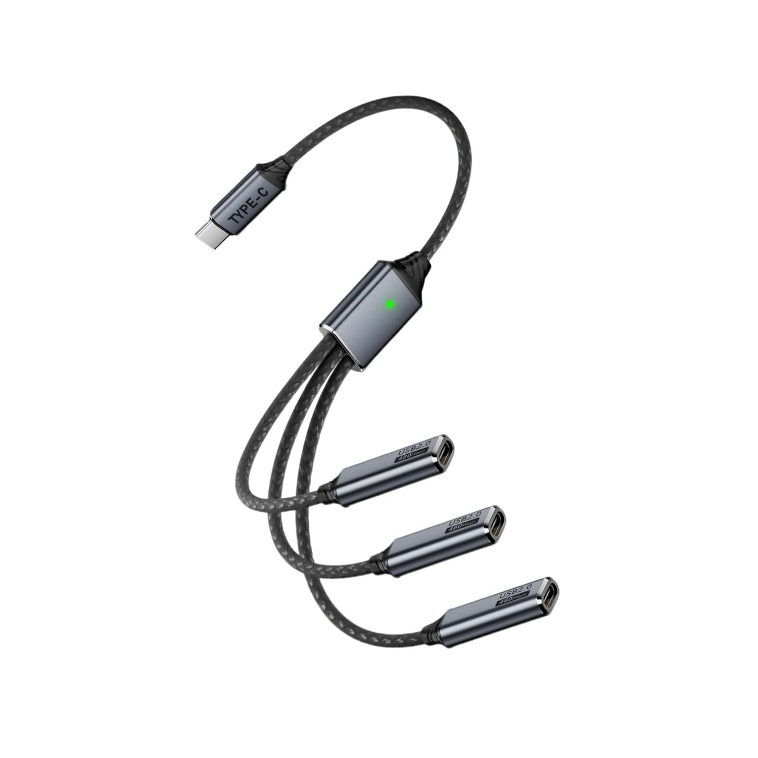 Cavo Splitter USB Type-C 1 in 3, da Maschio a 3 Femmine, in Nylon, Trasferimento Dati 480Mbps, Ricarica per Tablet Android, MacBook, Tastiere