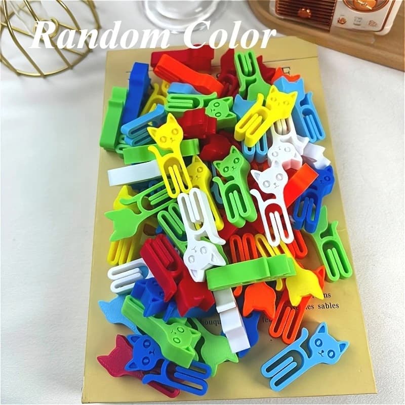 Clip per sacchetti con gatto dei cartoni animati, 20 pezzi, clip per sigillare sacchetti per alimenti, piccole clip per cucina/bucato, clip in plastica per confezioni di alimenti.