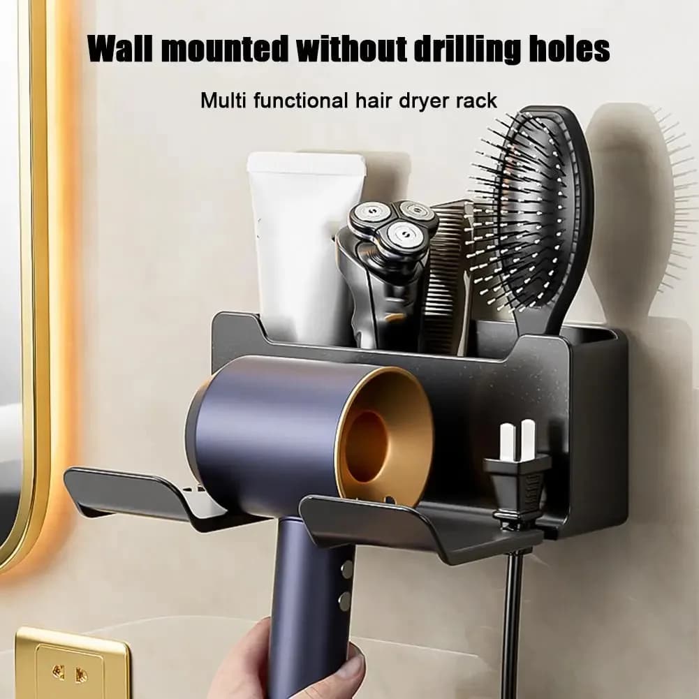 Floor racks for hair dryer Suspended shelf Bathroom shelves Non-perforated wall floating shelves Accessories Organizer Home