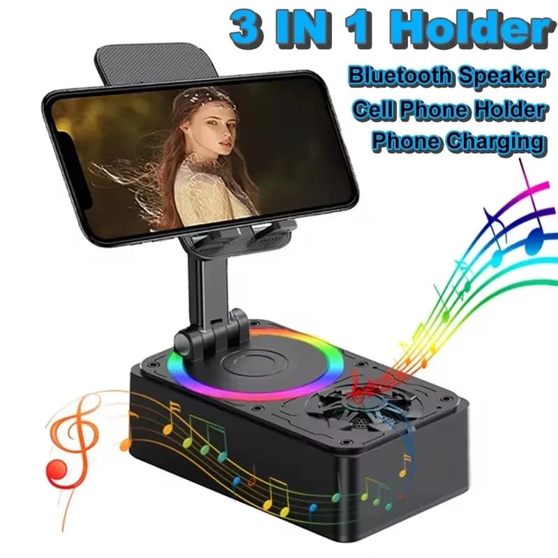 Multifunction Cell Phone Holder Stand With Bluetooth Speaker Phone Charging Adjustable Desktop Lazy Phone Bracket