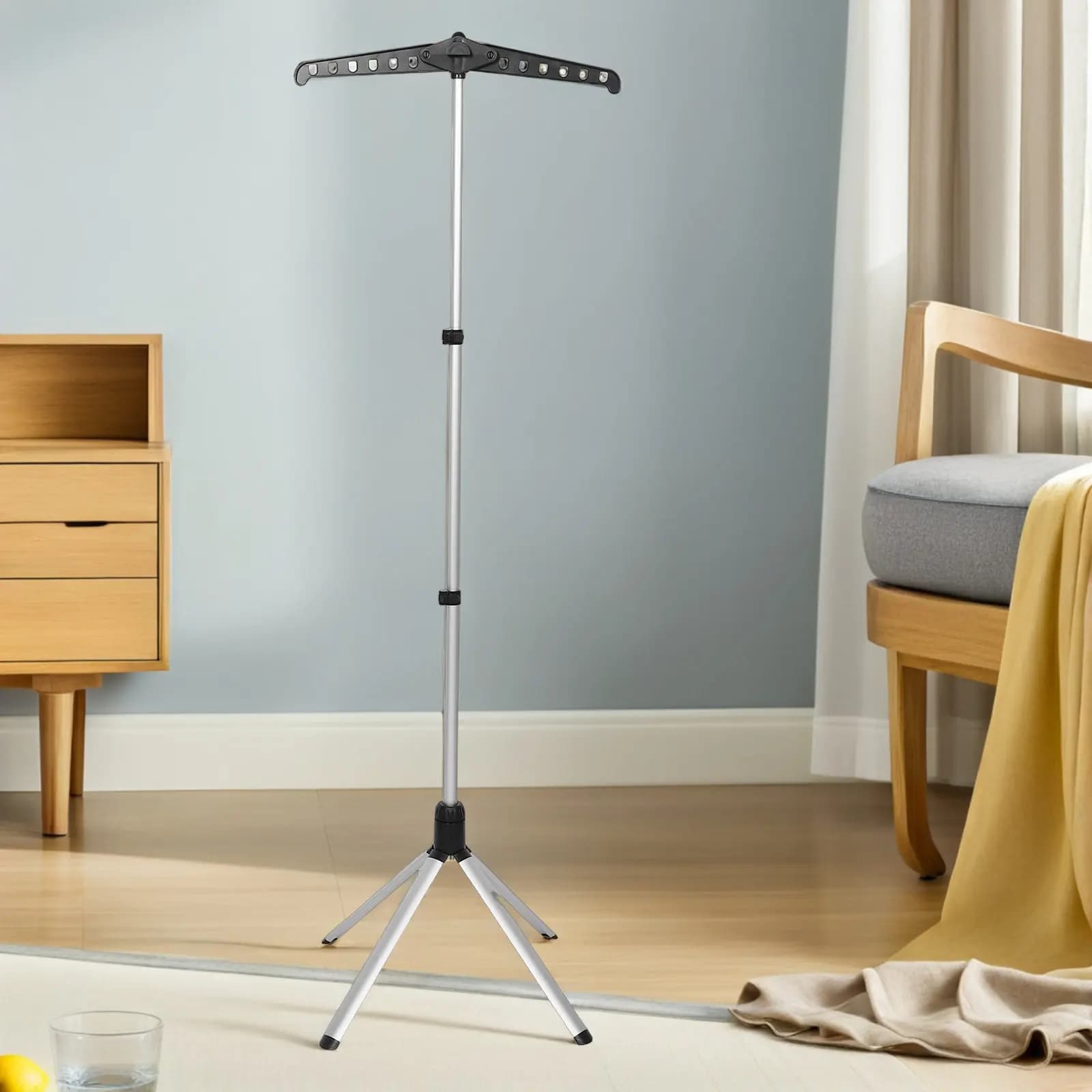 Freestanding Garment Steamer Stand Adjustable 360 Rotating Clothes Drying Hanger Ironing Storage Rack for Home Travel