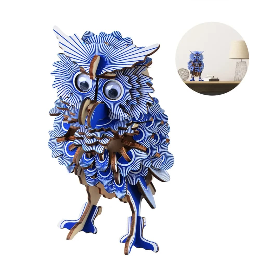 Interactive Assembly Required Wooden Owl Puzzle Educational Craft Jigsaw Puzzle 3D Puzzle Toy Wooden Craft Toy Children