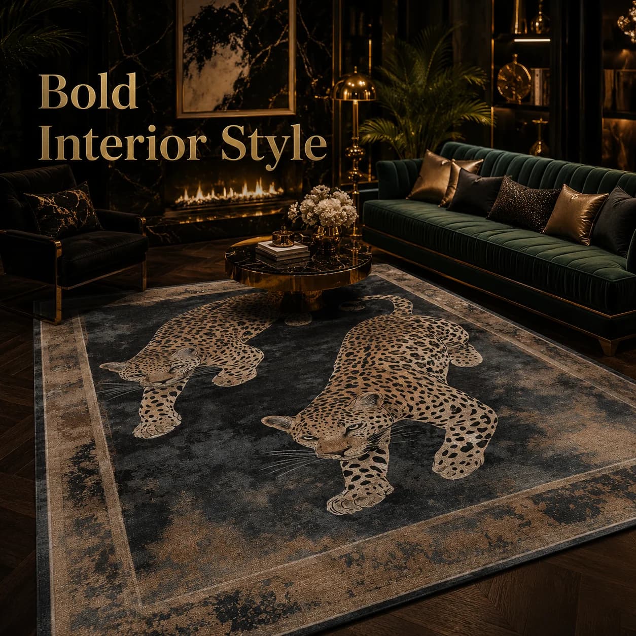Savara Leopard Rug Luxury Animal Print Carpet for Living Room Bedroom Soft Washable Non Slip Area Rug