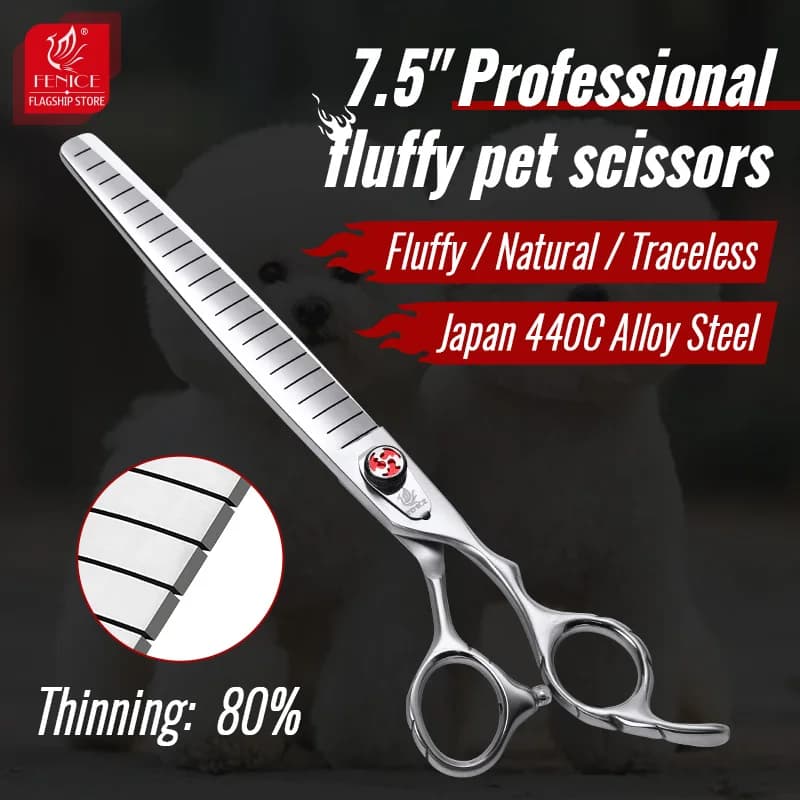 Fenice 7.0/7.5 pollici Professionale Toelettatura Del Cane Taglio Diradamento Forbici Tasso di Diradamento 75% Cesoie per Pet Groomer