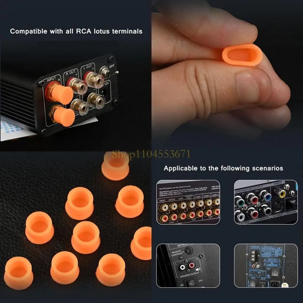 Best Seller 12 Pieces Dust Proof Cover Durable Audio RCA Connector Dust Cap Protector RCA Female Jack Cover Cap for DVD